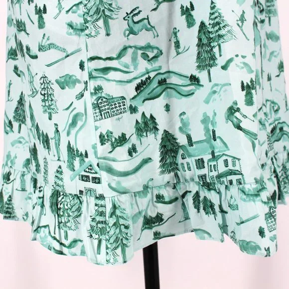 Hill House Home Katherine Nap Dress Ski Chalet Mini Ruffle Trim Green Medium NEW - Picture 4 of 8